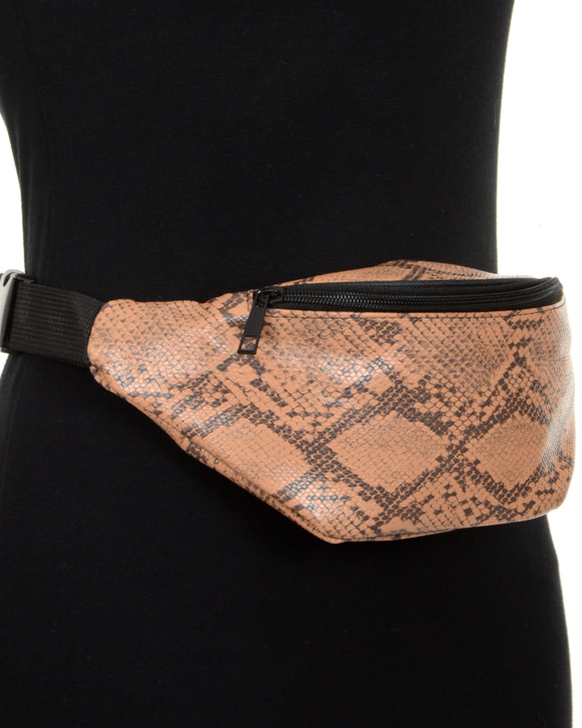 Faux Leather Waist Bag - Brown