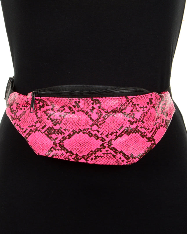 Faux Leather Waist Bag - Pink