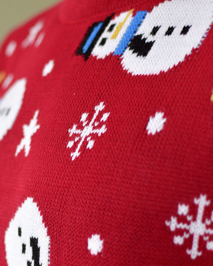 Suéter Rojo de Navidad para Parejas con Muñeco de Nieve - Juntos en las Fiestas