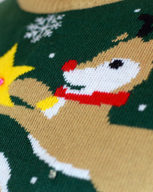 LED lysende julesweater til børn med bundet julemand