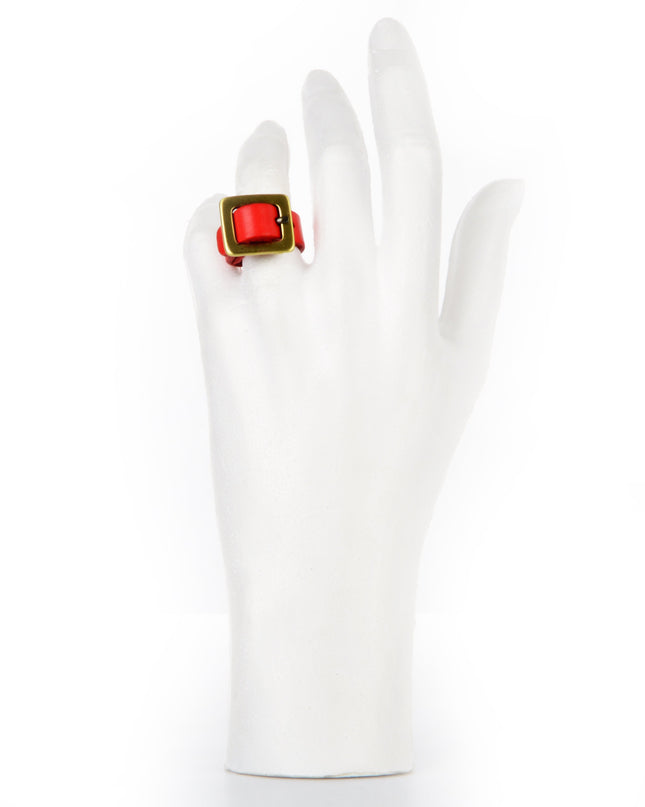 Red Leather Ring - Festive Accessory for the Holidays