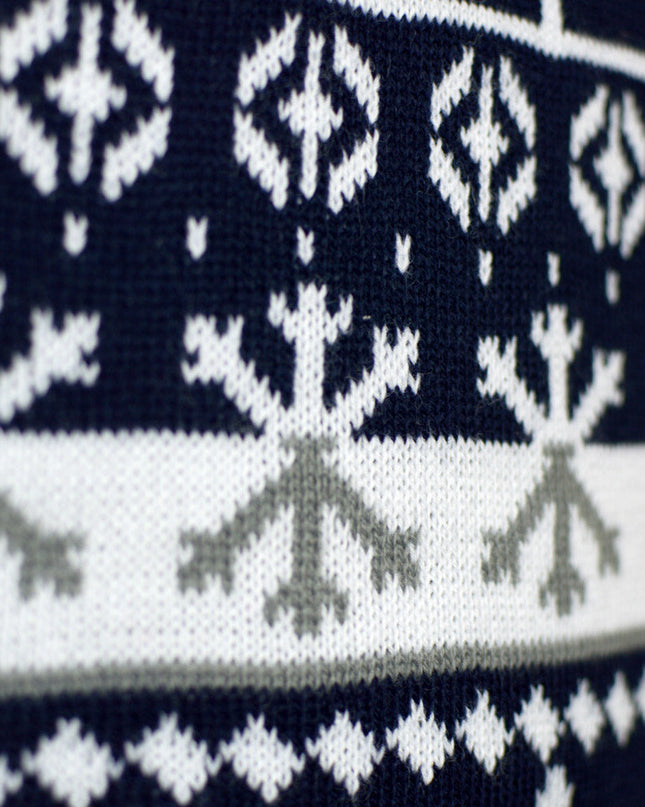 Family Christmas Sweater with Stripes, Reindeer, and Trees