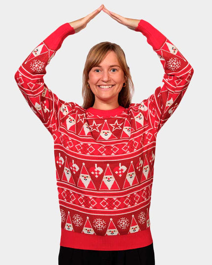 Red Striped Christmas Sweater with Santa