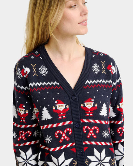 Women's Blue Christmas Cardigan with Polar Stars