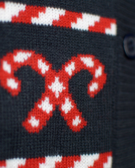 Blå Cardigan Par Christmas Sweater med Polare Stjerner