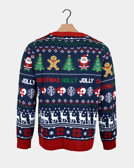 Women's Blue and Red Christmas Cardigan