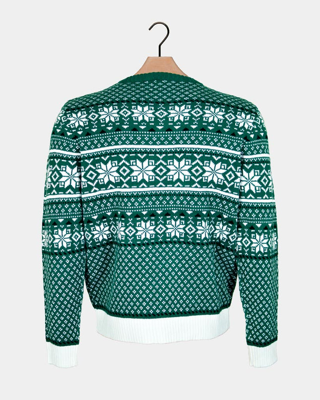 Classic Green and White Chic Christmas Sweater for Couples