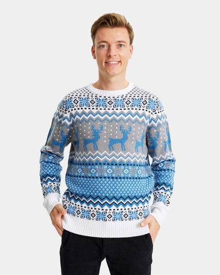Marius chic juletrøje til par i hvid, grå og blå