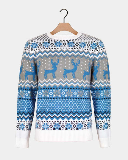 Chic Jersey de Navidad para Parejas en Blanco, Gris y Azul