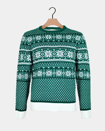 Suéter navideño clásico verde y blanco para parejas