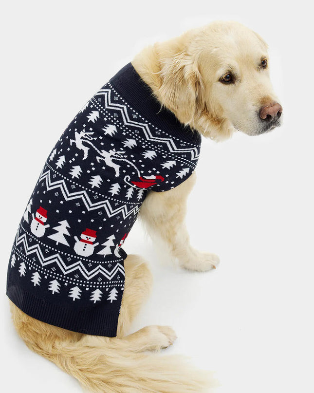 Christmas Sweater for Dogs with Trees, Snowmen, and Santa