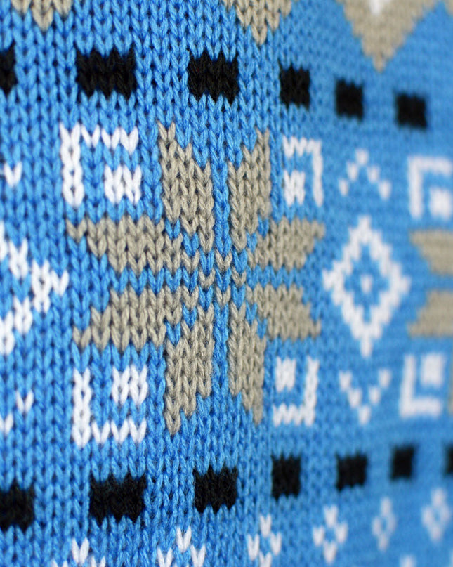 Chic Julesweater til Par i Hvid, Grå og Blå