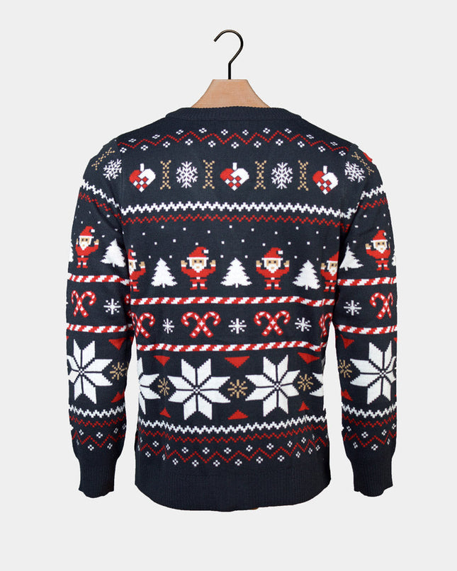 Blå Cardigan Par Christmas Sweater med Polare Stjerner