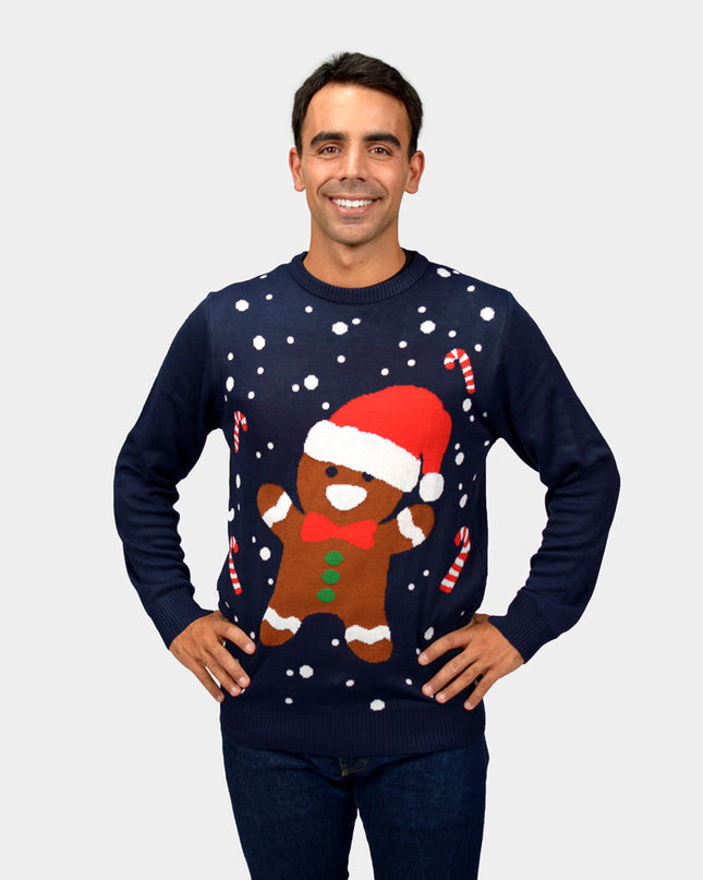 Blå Ingefærbrød Par Christmas Sweater