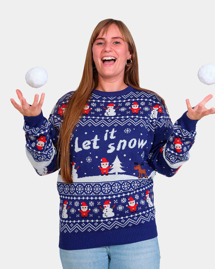 Blue "Let it Snow" Couple Christmas Sweater
