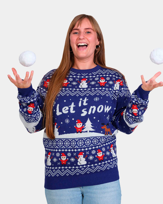 Blue "Let it Snow" Couple Christmas Sweater
