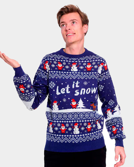 Blue "Let it Snow" Couple Christmas Sweater