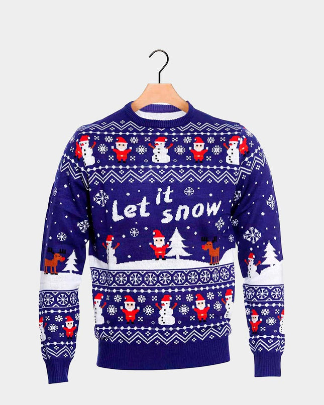 Blue "Let it Snow" Couple Christmas Sweater