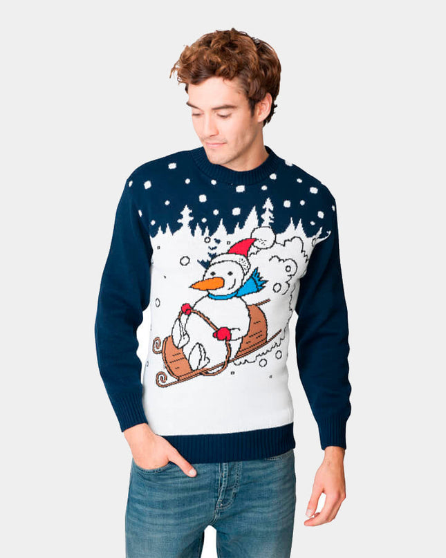 Snowman in Sleigh Christmas Sweater