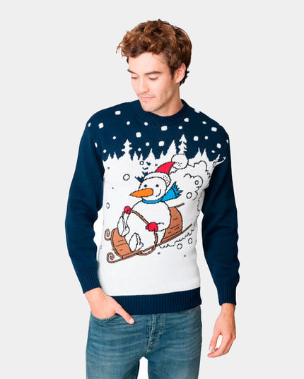 Snowman in Sleigh Christmas Sweater