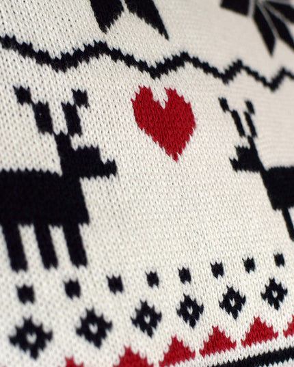 Chic Beige Christmas Sweater for Couples with Rolled Neck