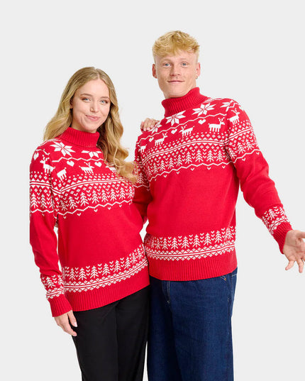 Suéter navideño "Greenlandish" de cuello alto para parejas en algodón