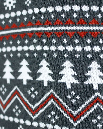 Suéter de Navidad Gris con Cuello Alto para Parejas con Renos