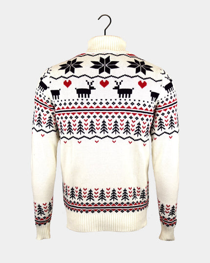 Chic Jersey de Cuello Alto Beige de Algodón Orgánico para Parejas