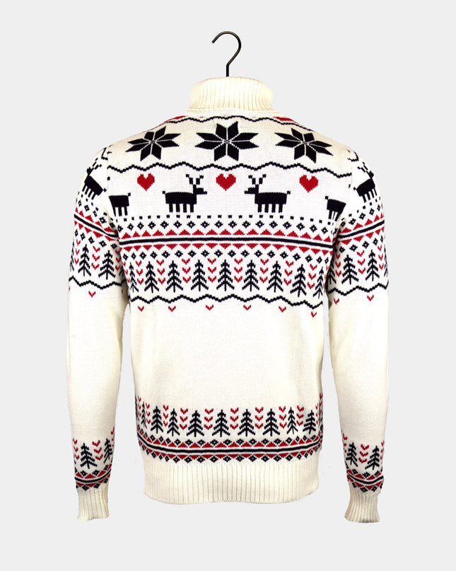 Chic Beige Turtleneck Økologisk Bomulds Julesweater til Par