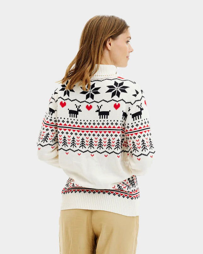 Chic Beige Turtleneck Økologisk Bomulds Julesweater til Par
