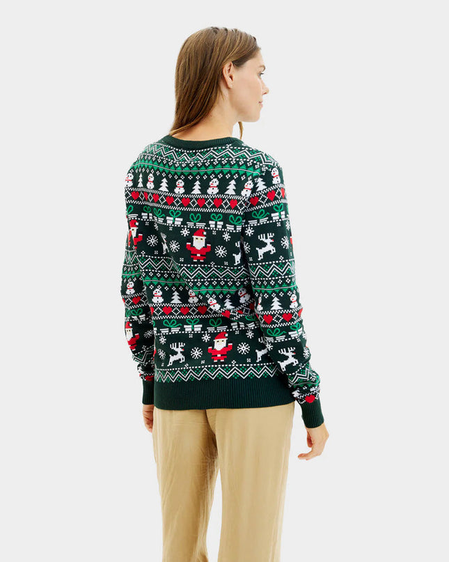 Joyful Green Couples Christmas Sweater in Organic Cotton