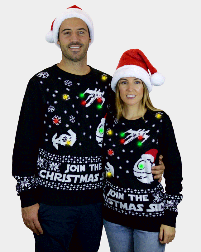 Jersey de pareja iluminado LED "Únete al lado navideño"