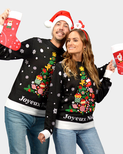 Suéter negro "Feliz Navidad" para parejas
