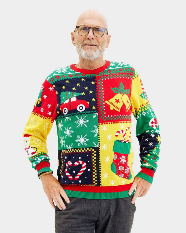 "Patchwork" Couples Christmas Sweater in Organic Cotton
