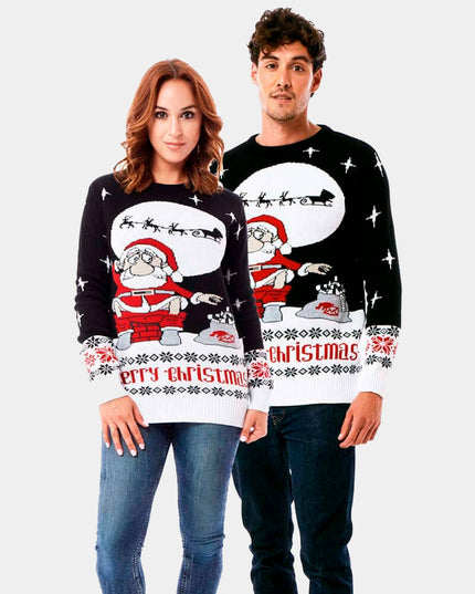 Jersey de Navidad para parejas Santa con regalos