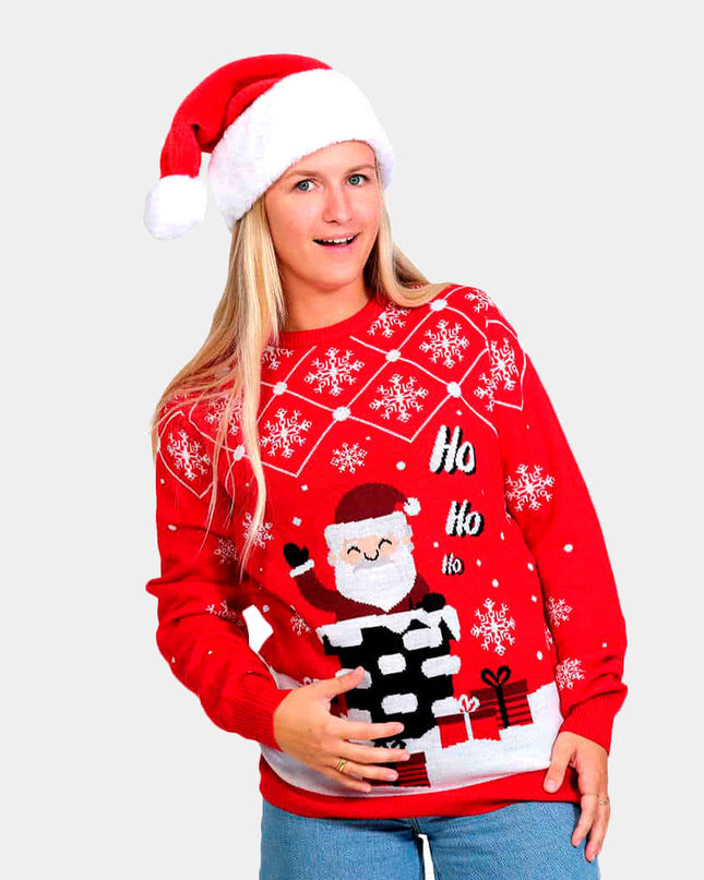 Christmas Sweater for Couples Santa Coming Down the Chimney