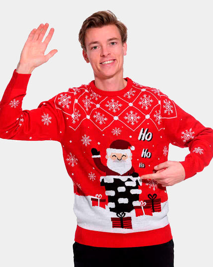 Christmas Sweater for Couples Santa Coming Down the Chimney