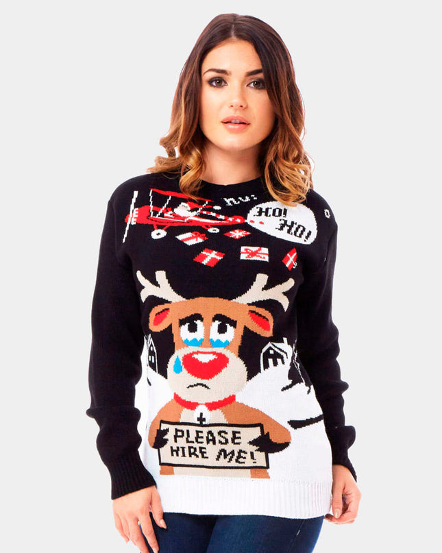 Santa Claus and Reindeer Job Search Christmas Sweater