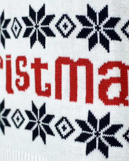 Organic Cotton Blue Christmas Sweater for Couples - Santa and Rudolph