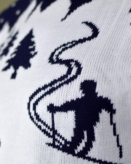 Ski Slope and Skiers Christmas Sweater for Couples