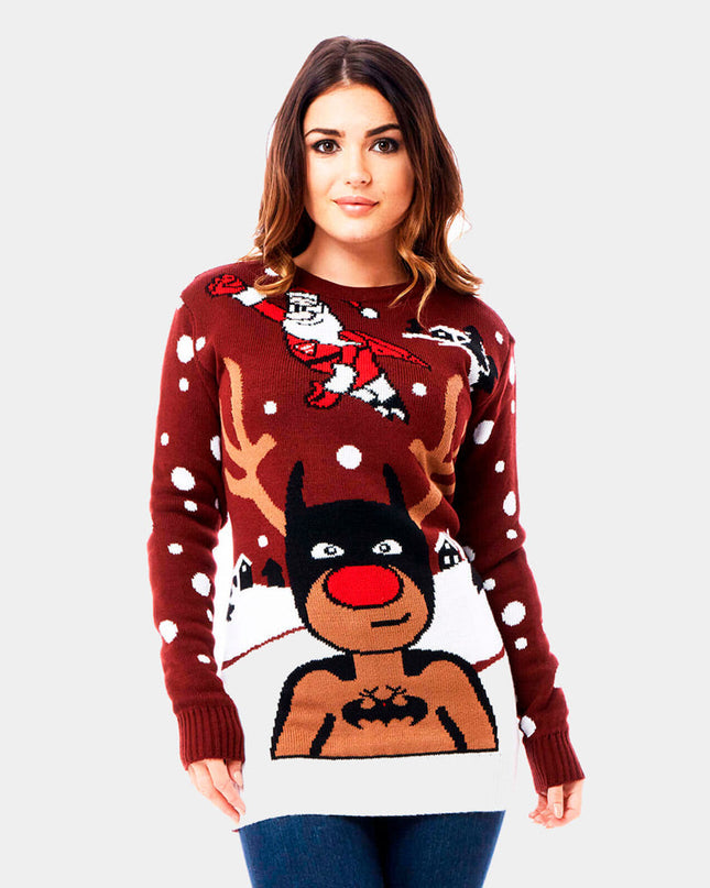 Christmas Sweater for Couples Batman Santa Rudolph Design