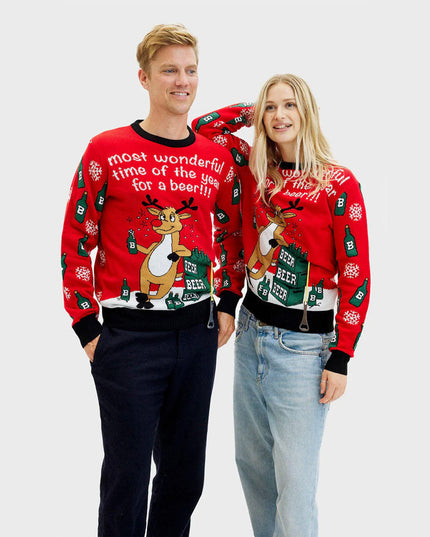 Rensdyr øloplukker juletrøje til par