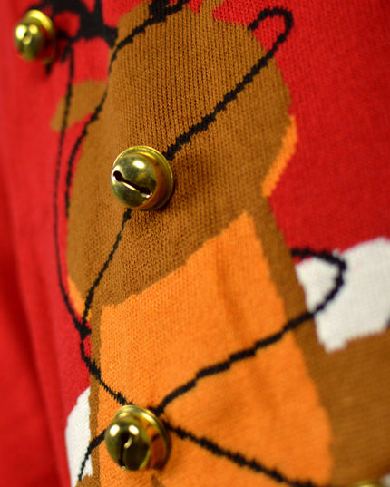 3D Rød Jingle Bells Juletrøje til Par