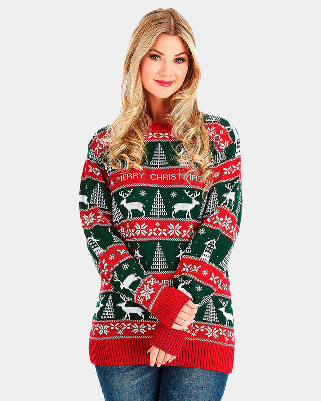 Red and Green Merry Christmas Sweater for Couples