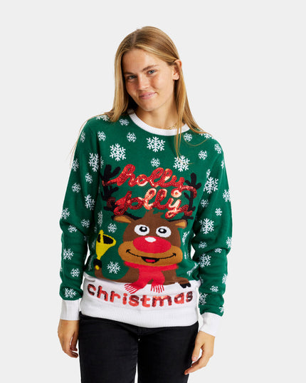 Green Christmas Sweater for Couples with Sequins