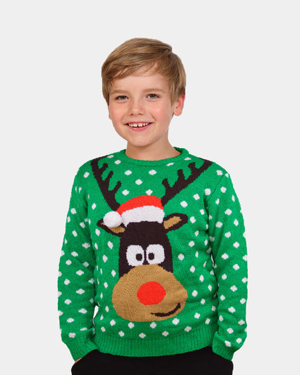 Jersey navideño 3D verde con renos para parejas