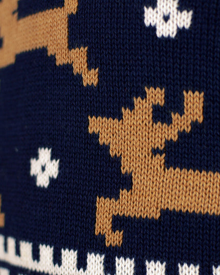 Jersey Chic Azul de Navidad para Mujeres con Reno