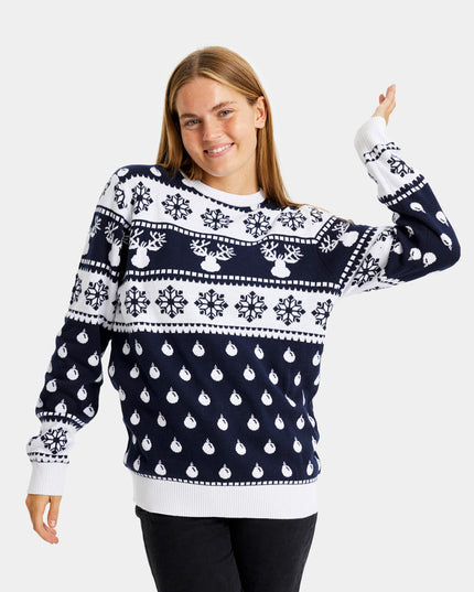 Børns julesweater Blå med Rensdyr og Sne