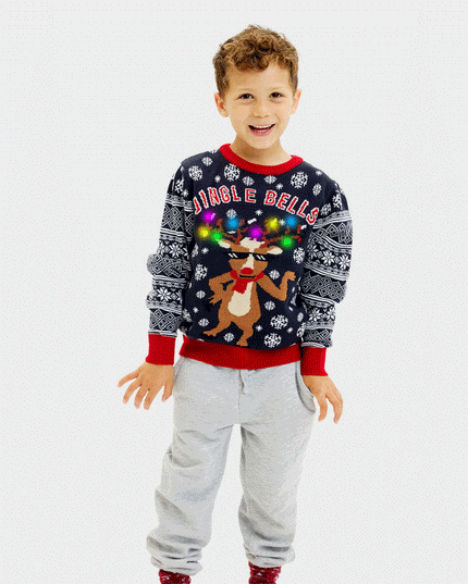 Jersey de Navidad con luces LED y cascabeles para niños