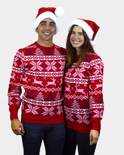 Kids Christmas Sweater Red Classic Polar Stars Design